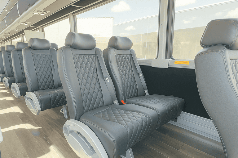 interior of San Angelo Shuttle Bus Rentals charter bus